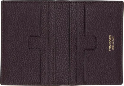 Tom Ford Burgundy Grain Leather Folding Card Holder In Brown