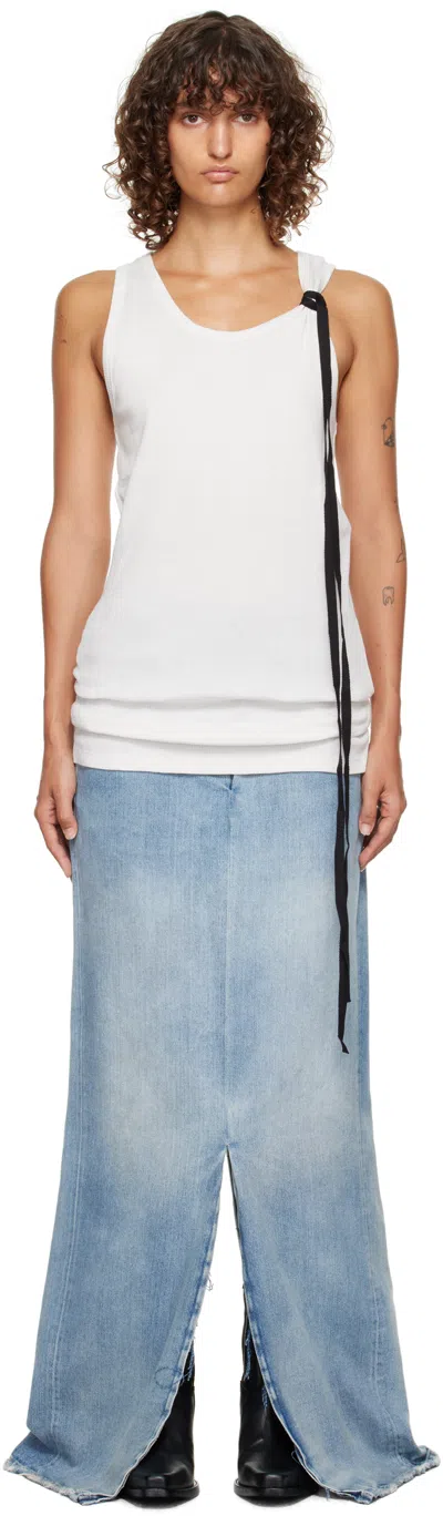 Ann Demeulemeester Seva Tank Top In Cotton Rib Jersey In White