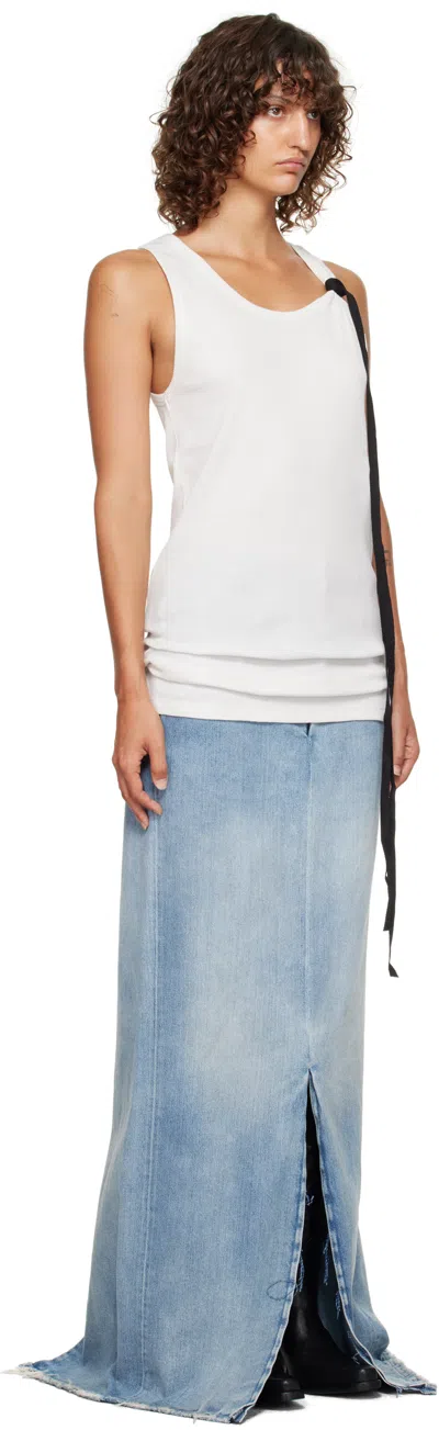 Ann Demeulemeester Seva Tank Top In Cotton Rib Jersey In White