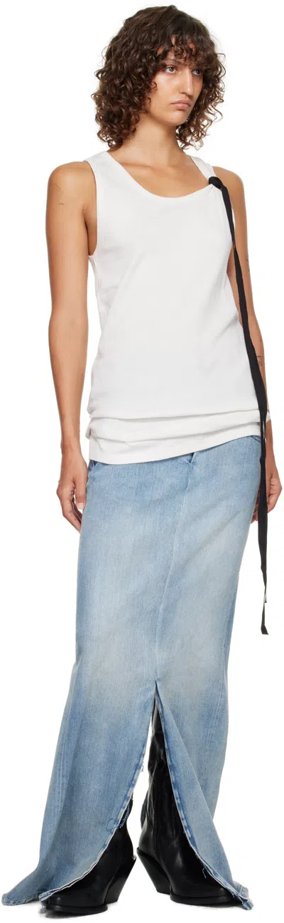 Ann Demeulemeester Seva Tank Top In Cotton Rib Jersey In White