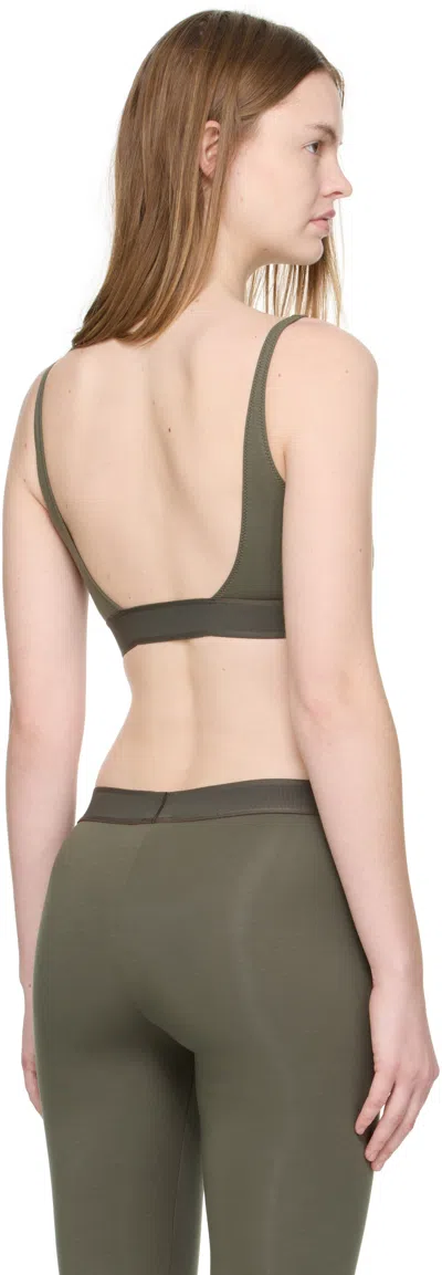 Tom Ford Ribbed Logo-detail Bra In Green