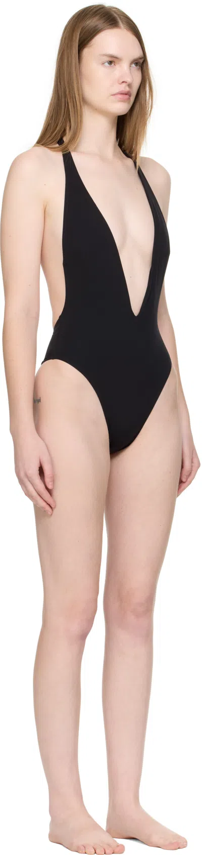 Tom Ford Plunging Halter Jersey One-piece Swimsuit In Black