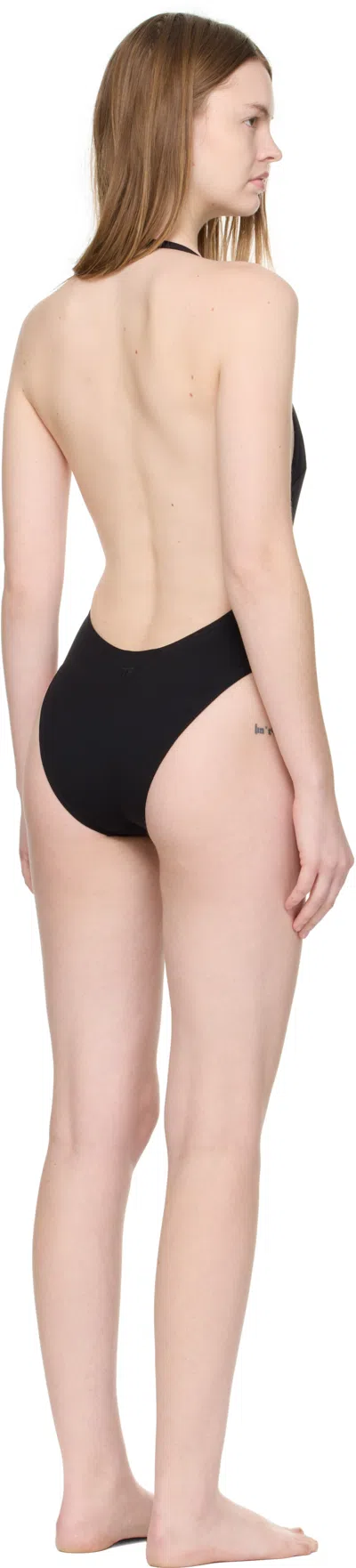 Tom Ford Plunging Halter Jersey One-piece Swimsuit In Black