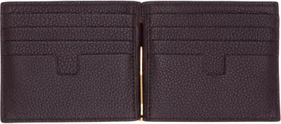 Tom Ford Burgundy Grain Leather Money Clip Wallet In Brown