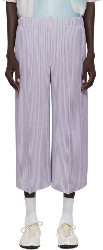 Issey Miyake Pleated Relaxed Fit Pants With Subtle Vertical Stripes In Purple