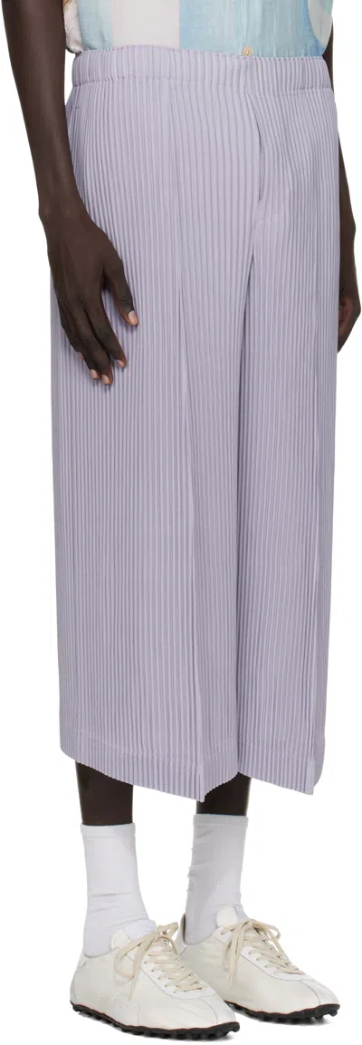 Issey Miyake Pleated Relaxed Fit Pants With Subtle Vertical Stripes In Purple