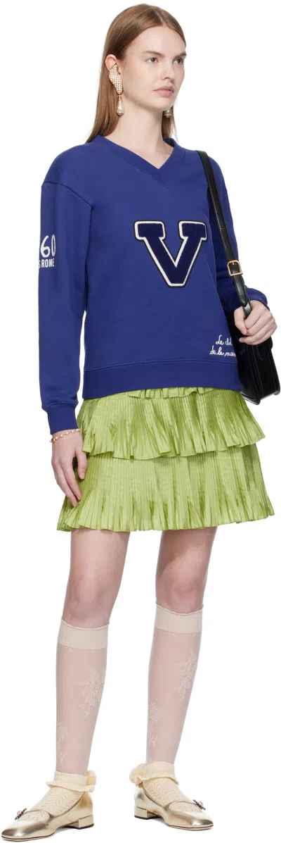 Valentino High Waist Pleated Tiered Layers Skirt In Green