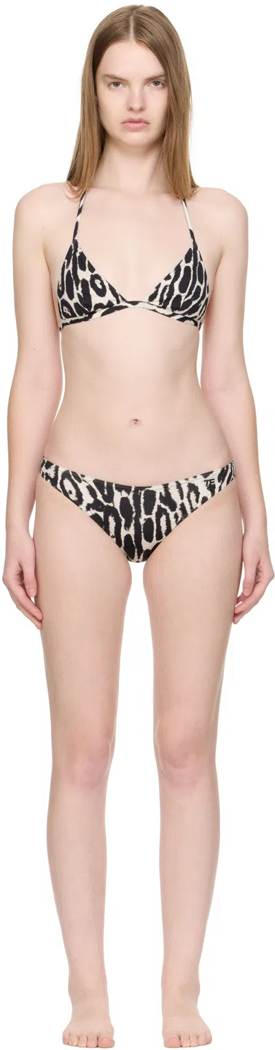 Tom Ford Ocelot Print Jersey Triangle Bikini In Gray