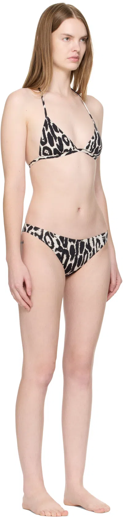 Tom Ford Ocelot Print Jersey Triangle Bikini In Gray