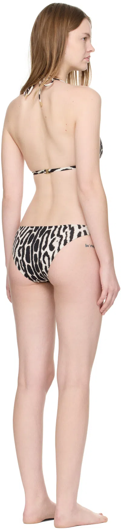 Tom Ford Ocelot Print Jersey Triangle Bikini In Gray