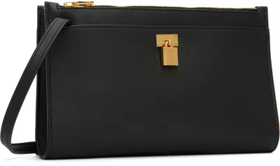 Tom Ford Natural Grain Leather Padlock Mini Bag On Strap In Black