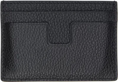 Tom Ford Black Card Holder With Embossed Lgoo Lettering On The Front And Money Clip In Grained Leather Man