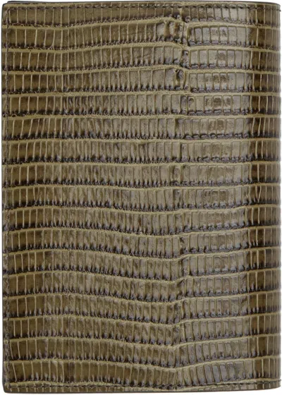 Tom Ford Mens Brand-plaque Leather Folding Cardholder Slate In Brown