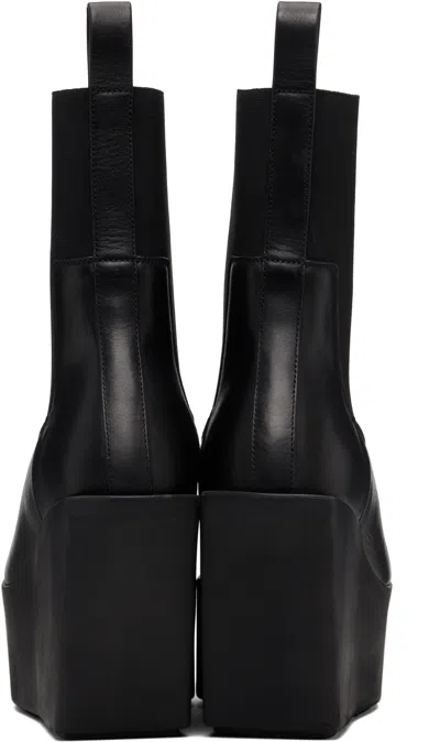 Rick Owens Black Concordians Sliver Platform Beatle Chelsea Boots