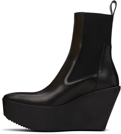 Rick Owens Black Concordians Sliver Platform Beatle Chelsea Boots