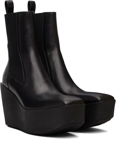 Rick Owens Black Concordians Sliver Platform Beatle Chelsea Boots