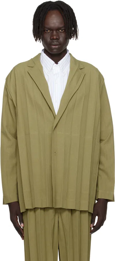 Issey Miyake Khaki Edge Ensemble Blazer In Brown