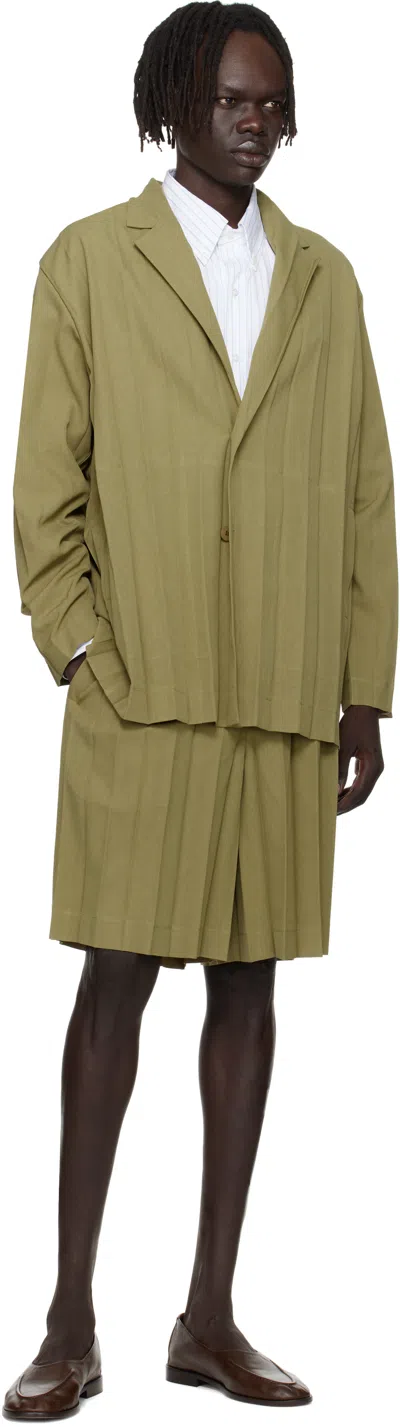 Issey Miyake Khaki Edge Ensemble Blazer In Brown