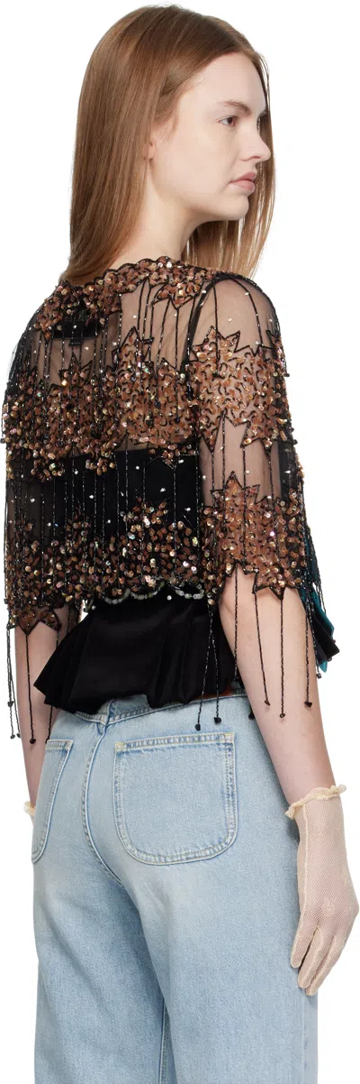 Valentino Black Sequinned Jacket In Black