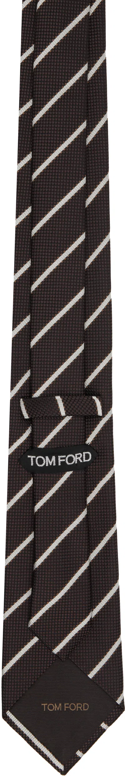 Tom Ford Brown Alternate Weave Regimental Tie