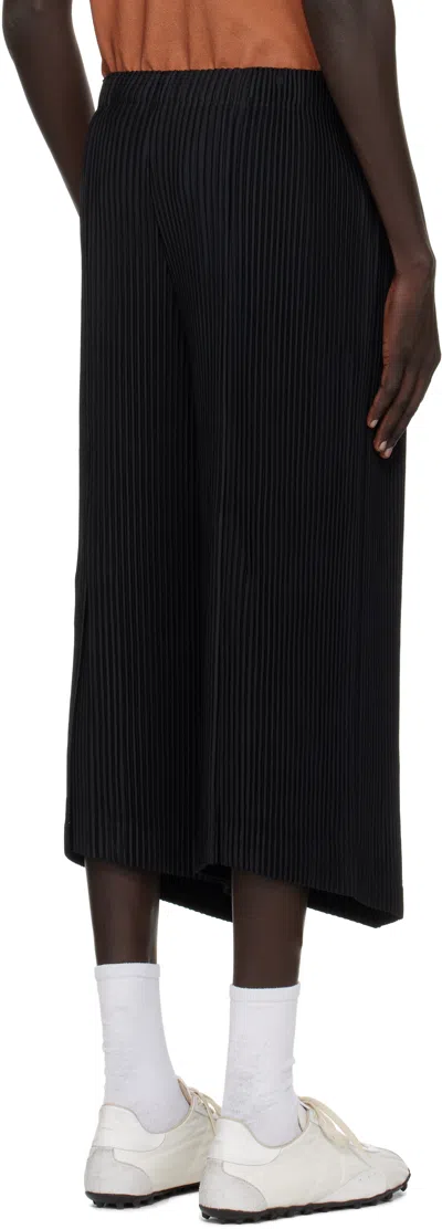 Issey Miyake Wide-leg Pleated Textured Pants With Cropped Length In Black