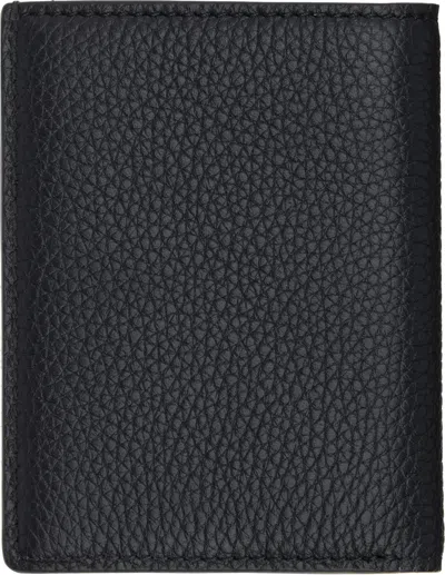 Tom Ford Black Card-wallet With Embossed Logo In Hammered Leather Man In Black