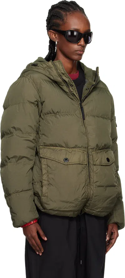 Stone Island Khaki 4100011 Crinkle Reps Recyled Nylon Down Jacket In Black