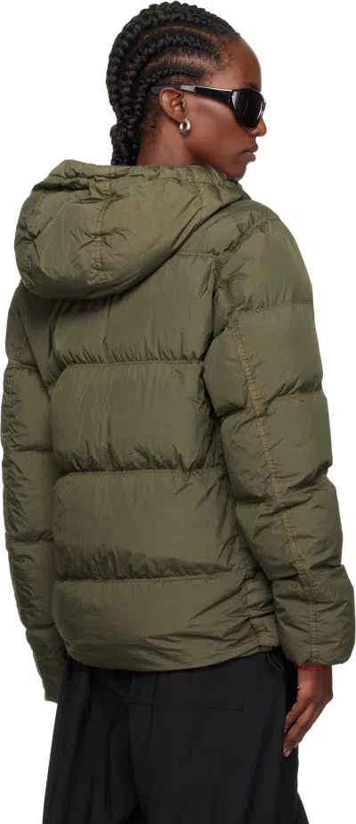 Stone Island Khaki 4100011 Crinkle Reps Recyled Nylon Down Jacket In Black