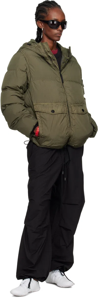 Stone Island Khaki 4100011 Crinkle Reps Recyled Nylon Down Jacket In Black