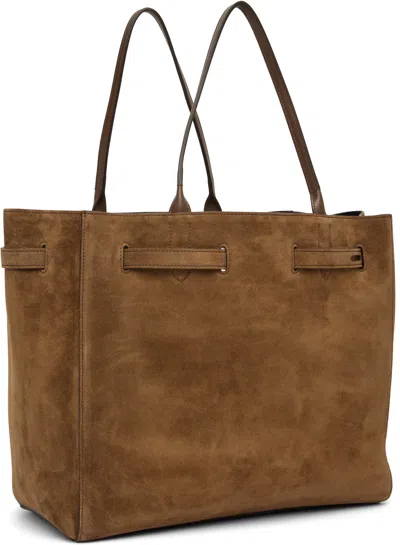 Tom Ford Rectangular Suede Tote With Belt Detail In Brown