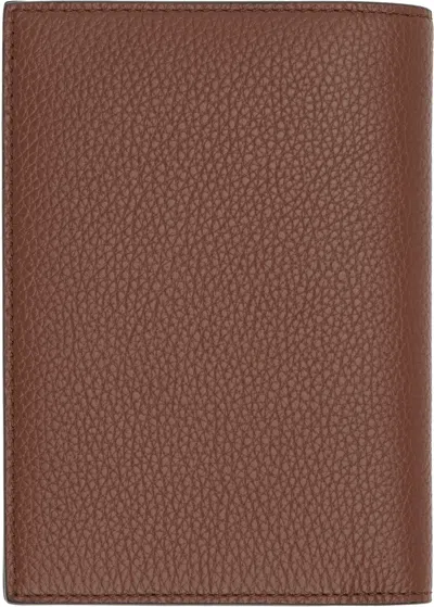 Tom Ford Tan Soft Grain Leather T Line Passport Holder In Brown