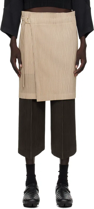 Issey Miyake Beige Light Mesh Miniskirt In Neutral