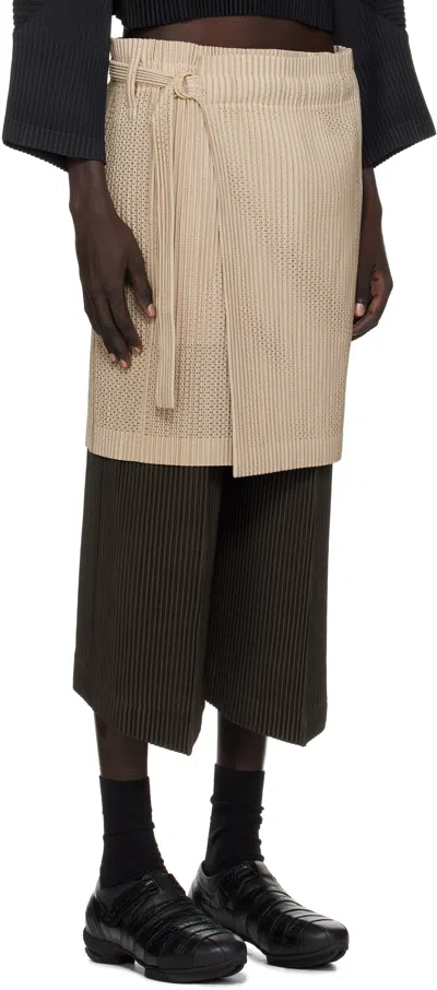 Issey Miyake Beige Light Mesh Miniskirt In Neutral