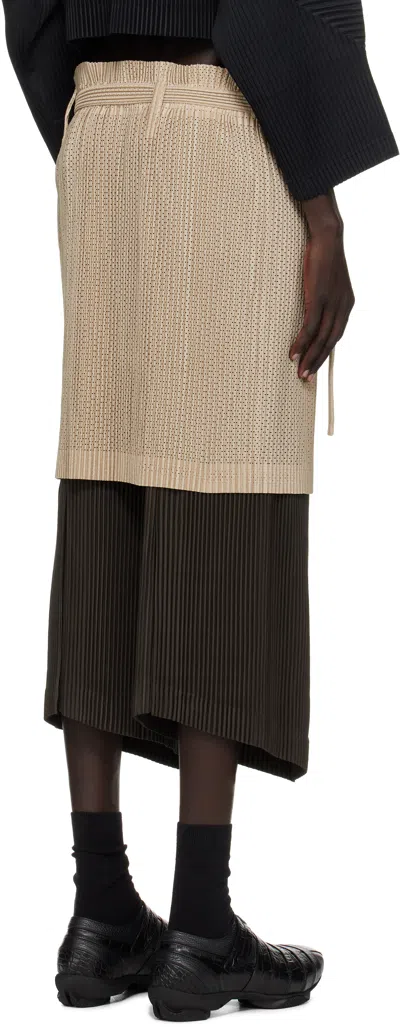 Issey Miyake Beige Light Mesh Miniskirt In Neutral