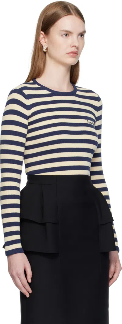 Valentino Cotton Jumper Woman Birch/provence Blue/birch S In Multi