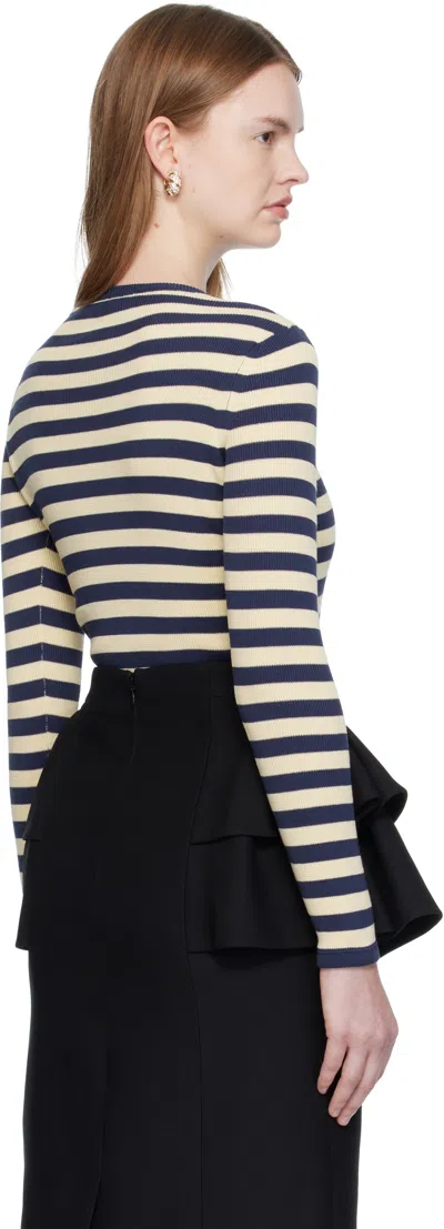 Valentino Cotton Jumper Woman Birch/provence Blue/birch S In Multi