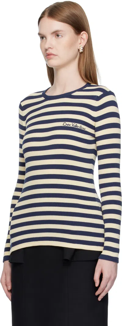 Valentino Cotton Jumper Woman Birch/provence Blue/birch S In Multi