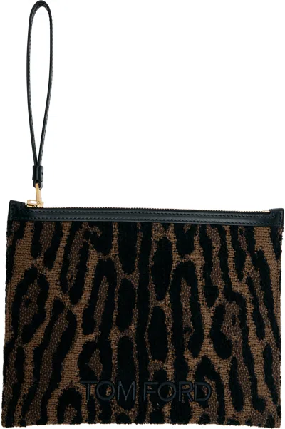 Tom Ford Brown & Black Wristlet Pouch