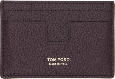 Tom Ford Bordeaux Card Holder With Embossed Logo Lettering On The Front In Grained Leather Man In Brown