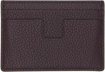 Tom Ford Bordeaux Card Holder With Embossed Logo Lettering On The Front In Grained Leather Man In Brown