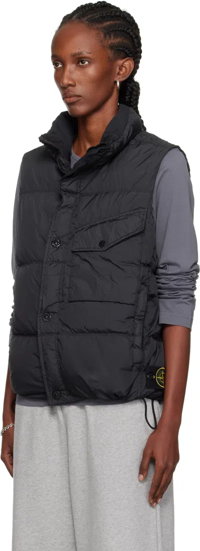 Stone Island Black G100003 Crinkle Reps Recycled Nylon Down Vest In Animal Print