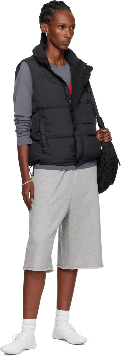 Stone Island Black G100003 Crinkle Reps Recycled Nylon Down Vest In Animal Print