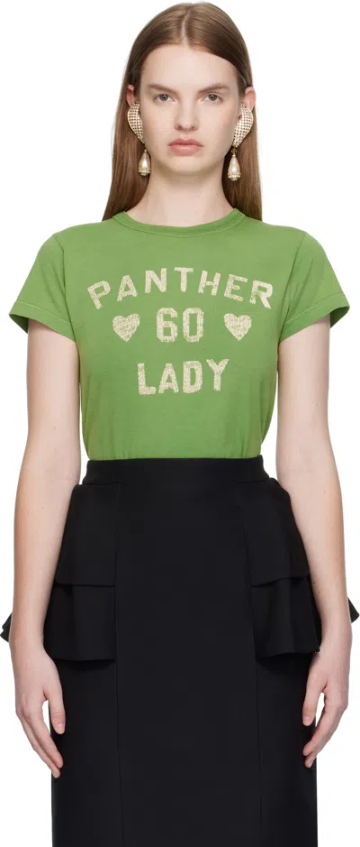 Valentino Panther Lady T-shirt In Green