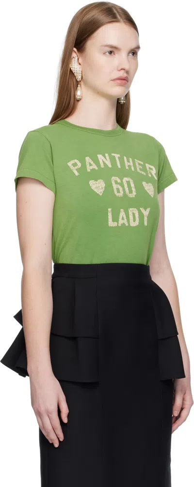 Valentino Panther Lady T-shirt In Green