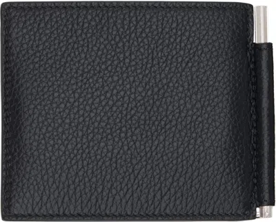 Tom Ford Soft Grain Leather T Line Money Clip Wallet In Black