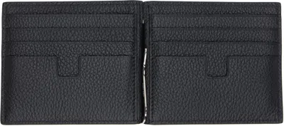 Tom Ford Soft Grain Leather T Line Money Clip Wallet In Black