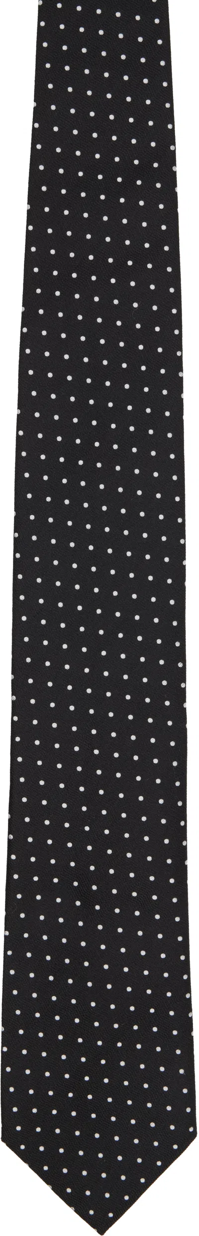 Tom Ford Micro Dot On Weave Silk Tie Accessories In Black