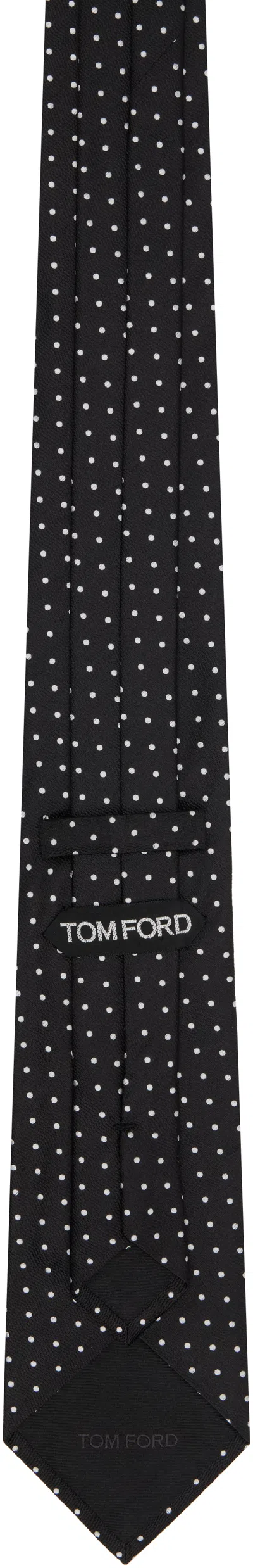 Tom Ford Micro Dot On Weave Silk Tie Accessories In Black
