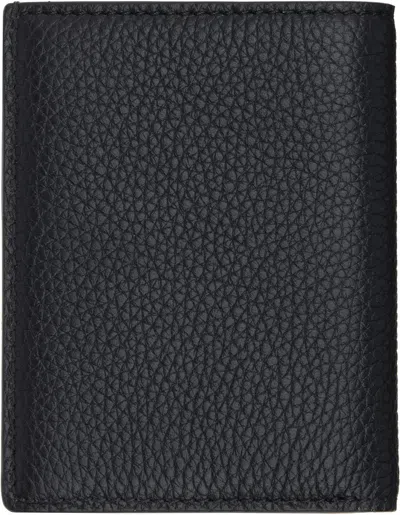 Tom Ford Black Grain Leather Folding Card Holder In Black