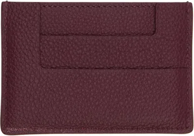Tom Ford Classic Tf Grain Leather Card Holder In Burgundy